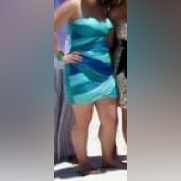 🌟3 x HOST PICK bebe Blue Silk Sweetheart Mini Bandage Dress Y2K | Size M - Picture 8 of 8